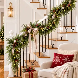 GL20-1 Premium Garland: 6 FT 1 Pc Artificial Cedar Garlands, Real Touch Winter Cedar Garland, Green Artificial Greenery Pine Garland for Table, Mantelpiece, Wall, Indoor, Outdoor Christmas Decorations