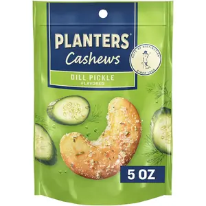 Dill Pickle Cashews by PLANTERS 5oz Snack Pack – Roasted Cashew Nuts, Tangy Pickle Flavor, High Protein Healthy Snack, Trail Mix, Office, Travel, Party Snacks