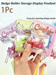 Fashion Mini Candy Doll Display Bag, Transparent PVC Dustproof Zipper Pouch, Women's Bags Accessory, Plastic Keychain Holder, Keychain Pendant