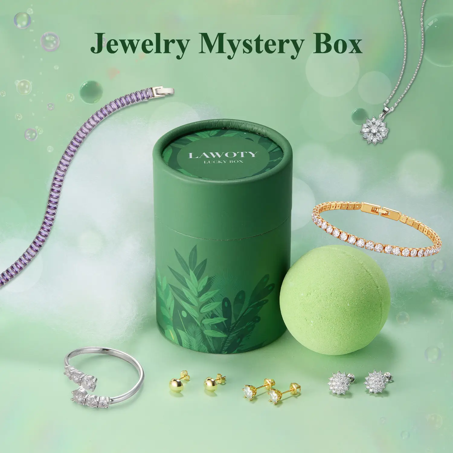 Jewelry Mystery Box With Random Fine Jewelry Moissanite Adjustable Ring Necklace Earrings Bracelet Fun Surprise Gift Bath Bomb Silver Jewelry