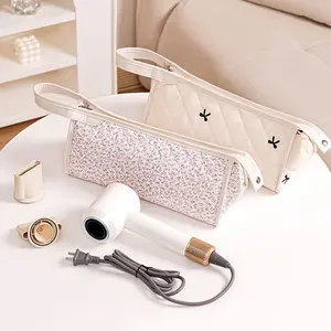 Waterproof Travel Portable Hair Dryer Storage Bag, Large Capacity Heat-Resistant Curling Iron Accessories Bag, Waterproof Handle Tool Bag, Makeup Organizer Pouch