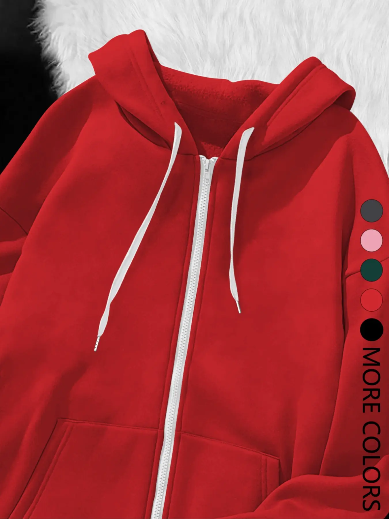 Autumn Winter Women's Hooded Sweatshirt, Long Sleeve Zipper Jacket, Casual Fitted Plain Color Knit Pullover, Fashionable Ladies Clothing