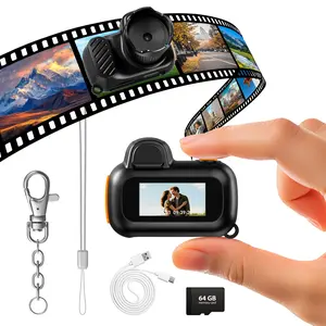 Mini Keychain Digital Camera with 64GB Card 1080P HD 8MP Lens Video Recorder Flash & 0.96" LCD Screen Portable Handycam for Travel Concerts Instant Party Kids Perfect Gift