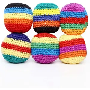 6-Pack Handmade Cotton Hacky Sacks, Durable Yarn Footbags for Beginners