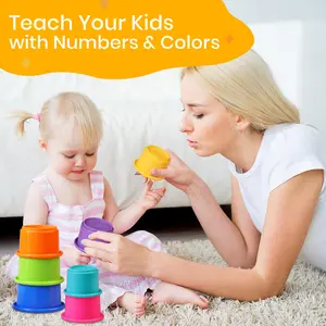 Baby Stacking Cups Set for Toddlers, Colorful Nested Bath Toys for Boys and Girls, Fun Sensory Educational Stacking Playthings