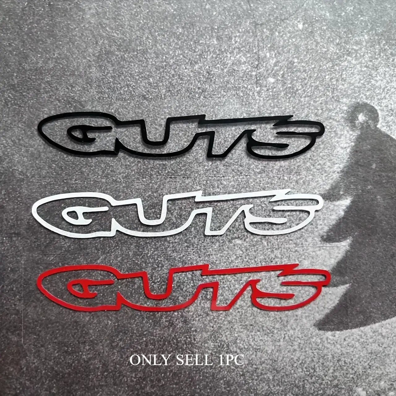 1PC GUTS Courage Energy Tri-Color Stickers, Multipurpose Car Decal, Vehicle Exterior Decoration, Automotive Decoration, Suitable for Car Sunroof/Side Window, Motorcycle Tail Wing, Inspirational Logo Decals