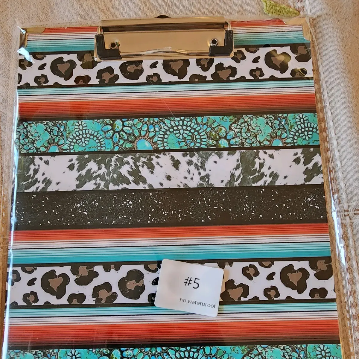 Turquoise, Cowprint,Leopard And Aztec Print Clipboard