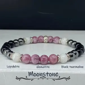 1pc Natural Stone Beaded Bracelet, Jewelry Gift For Men stack charm