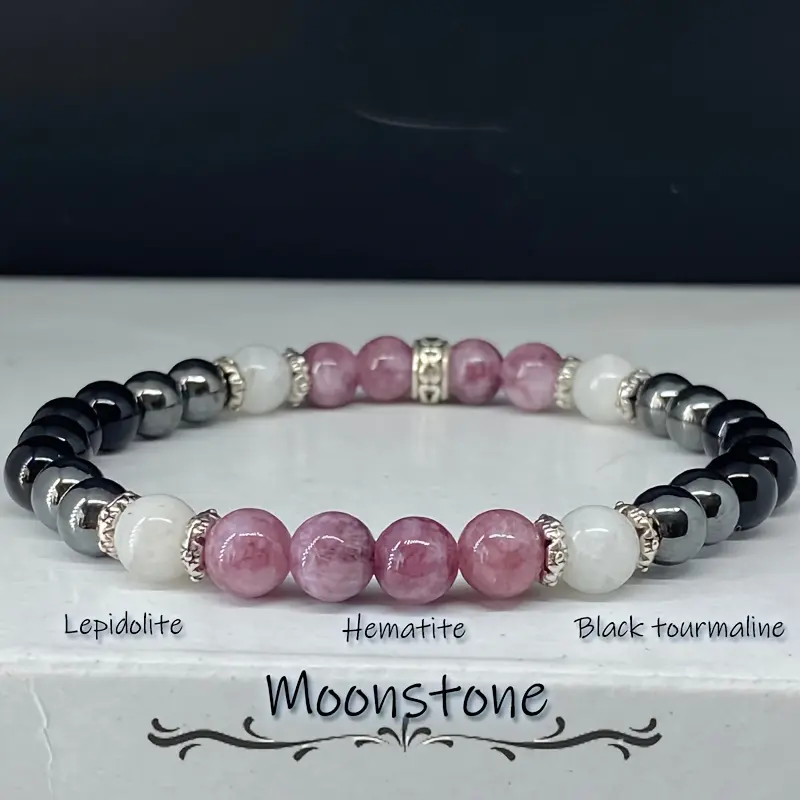1pc Natural Stone Beaded Bracelet, Jewelry Gift For Men stack charm