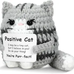 Mini Cat Animal Emotion Encouragement Support Gift, Cuddly Soft Adorable Stuffed Animal, Suitable for Women Men Friends Mom Daughter Son Teen Birthday Mother's Day Christmas Graduation, Soft Stuffed Animals