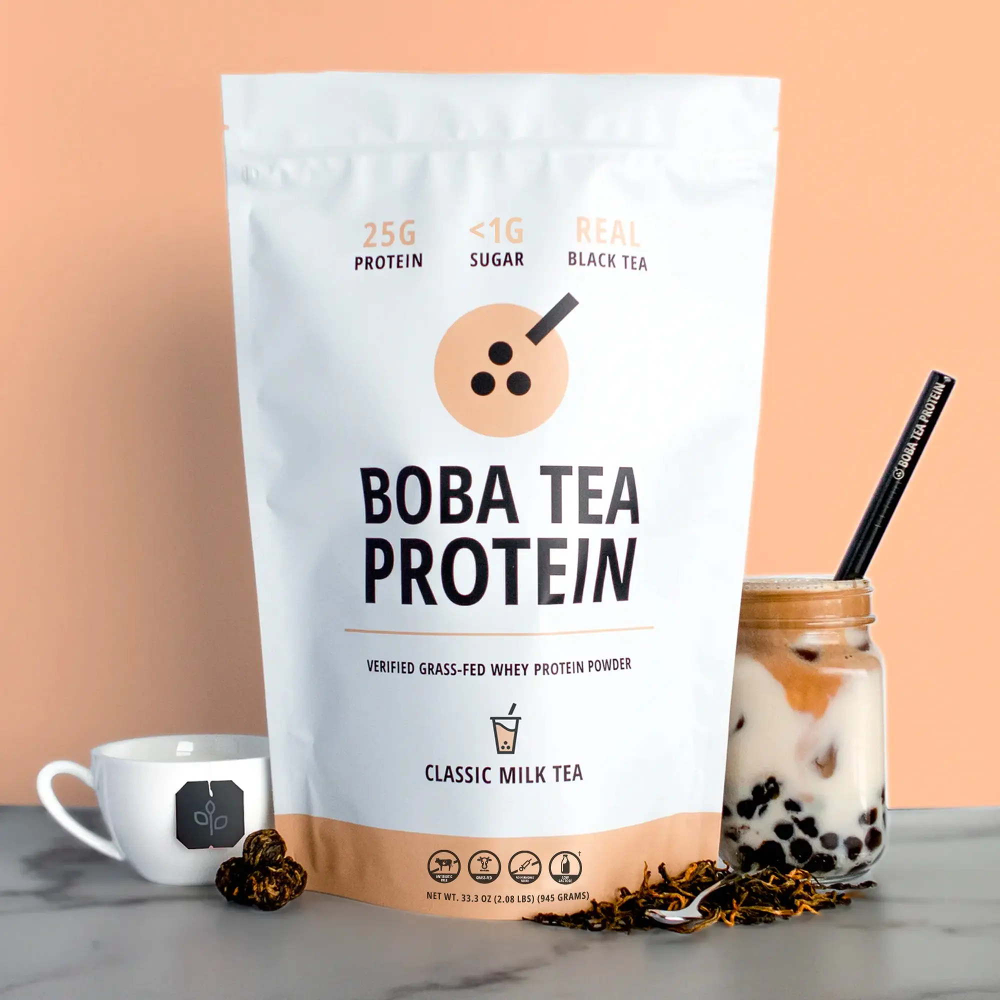 Classic Milk Tea Whey Protein Powdered Beverage - Malt-Infused High Protein Dietary Supplement for Fitness Recovery and Muscle Building, High Protein Supplement