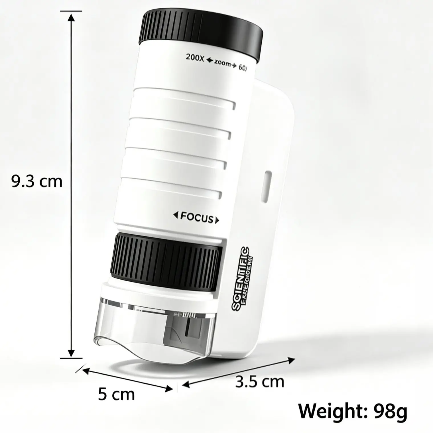 Portable Handheld Pocket Scope for Kids 6+, 60-200x Adjustable Zoom STEM Learning Toy, ABS Plastic Casing, Built-in LED Light, Anti-Lost Woven Lanyard for Backyard Nature Exploration