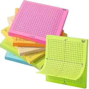 Graph Sticky Notes Set, 3x3 Inch Grid Memo Pads, 300 Sheets Total, Colorful Self-Stick Notes for Math, Studying, Office, School, Office Supplies