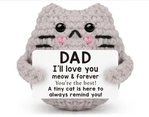 Cute Fathers Day Dad Gifts for Dads from Son Daught Small Birthday Gifts for Father Dad Daddy,I Love You Dads Gift Idea,Handmade Crochet Cat Decor