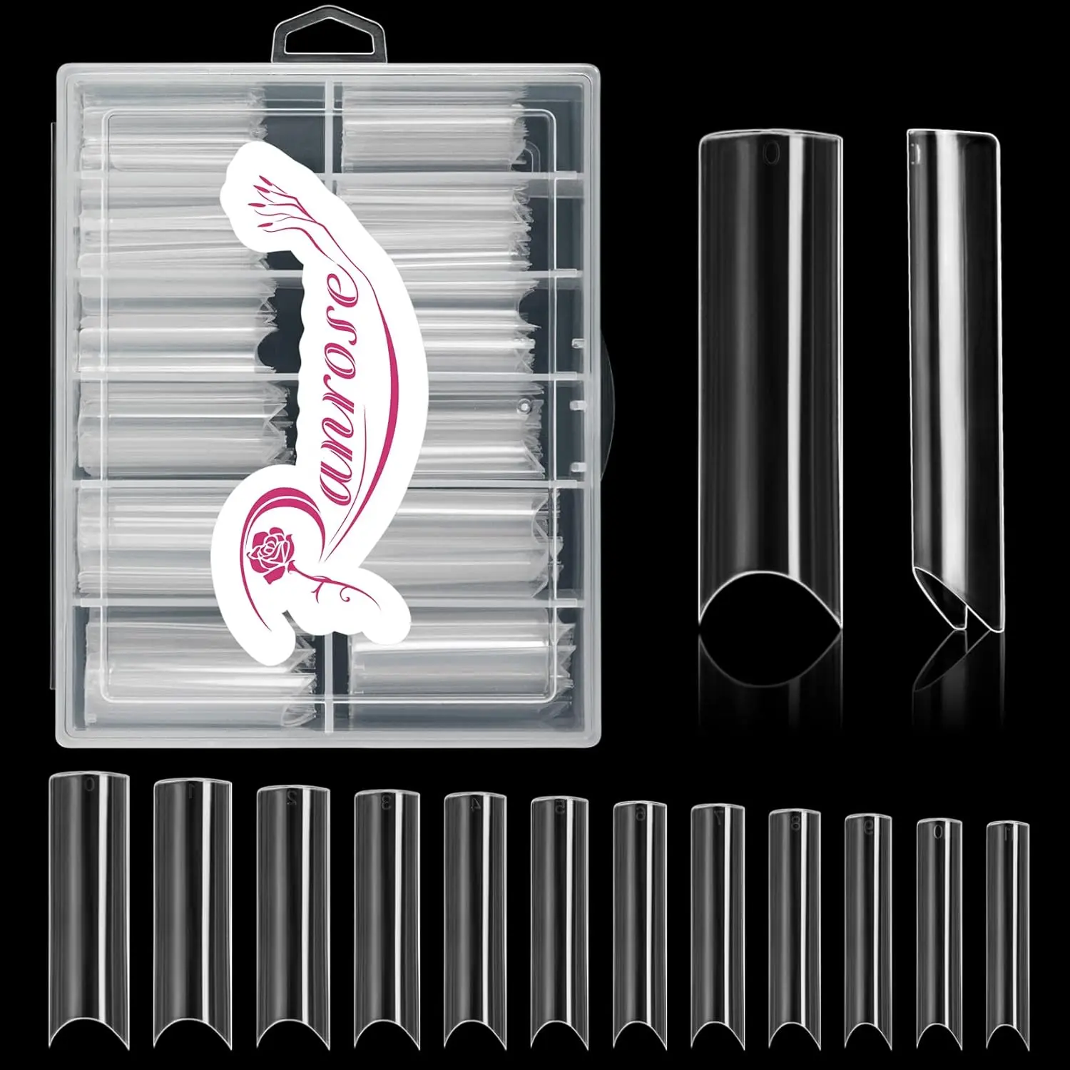 120PCS Extra Long Half Nail Tips,XXL Super Long Half Cover Deep C Curve False Nails 12 Sizes Tapered Square Press on Nails with Box
