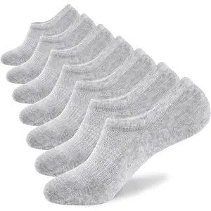 Men's No-Show Plain Lightweight Cotton Thin Non-Slip Low-Cut Invisible Socks, 7/8 Pairs, Size Options 6-8/9-11/12-14, Lightweight Socks