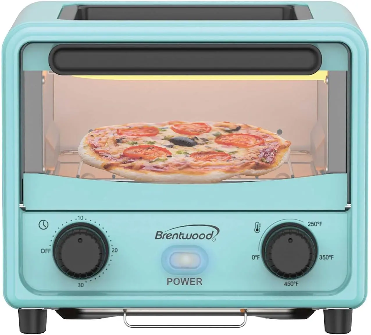 BRENTWOOD TS-3430BL 500-Watt Stainless Steel Mini Toaster Oven, 3 liters, Blue