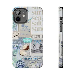 Beachy Blue Coquette Collage Phone Case, Preppy and Cute Aesthetic, Beachy Coastal Cowgirl, for iPhone 16 15 14 13 12 11