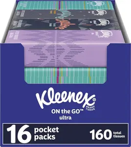Kleenex 16 Pocket Packs (10 per pack), White, Box Tissue Cleaning Prop Unscented