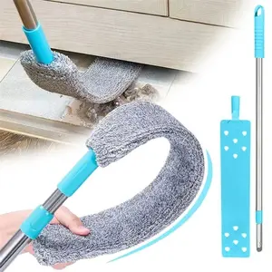 Upgraded Microfiber Bed Bottom Cleaning Brush, Retractable 156cm, with 2 Microfiber Cloths for Household Dust Removal, Bristle Material Design, Microfiber Cloth