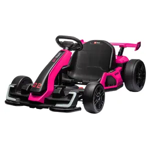 【GARVEE】24V Electric Go Kart for Ages 6-12 with Dual 150W Motors, 8mph Max Speed, Button Start, Safety Belt, Lights, Music, and 110lbs Max Load Capacity - Rode Red