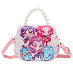 Pearl Handle Sweet Cool Shoulder Crossbody Bag, Cartoon Blue Cat Pattern Fashion Two-In-One Small Bag, Fashionable Patterned Bag, Fashionable Unique Bags