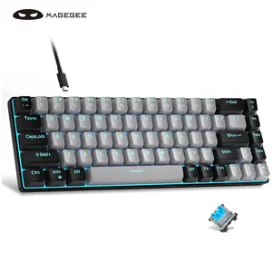 MageGee Portable 60% Mechanical Gaming Keyboard, MK-Box LED White Backlit Compact 68 Keys Mini Wired Office Keyboard with Red Switch for Windows Laptop PC Mac - Grey