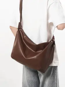 Men's Casual Fashion Solid Color Shoulder Bag, Casual Messenger Bag, Commuter Crossbody Bag, Large Capacity Bag for Daily Commuting, Versatile Travel Street Adjustable Shoulder Strap Bag, Zippered Sling Bag