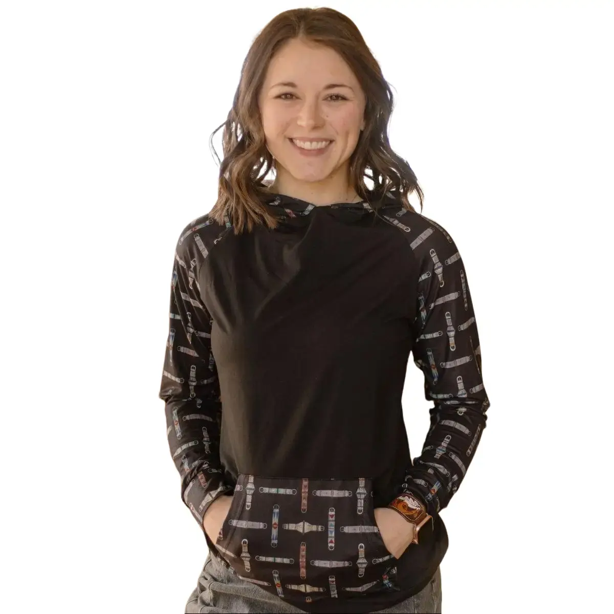 Sterling Kreek Women's Black Cinched Hoodie Pullover - Stylish Long-Sleeve Top, 94% Polyester 6% Spandex, Pouch Pocket, Winter Casual Outfits, Style, T-Shirt, Everyday, Longsleeves, Clothes, Polyester Blend, Sweatshirts, Pullover Hoodie, Hand Warmth, Cinc