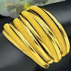 New Luxury Dubai Gold Color Bangles For Women Indian African Cuff Bracelets Charm Wedding 24K Gold Plated Ethiopian Jewelry