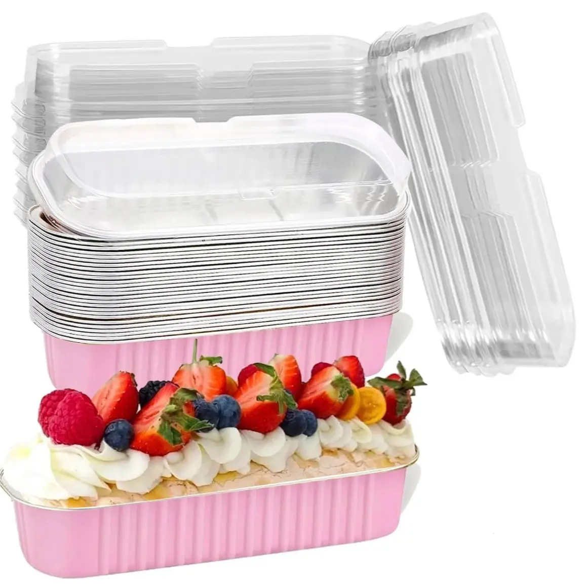 100/50-Pack Disposable Mini Loaf Pans with Lids 🧁 Aluminum Foil Rectangular Bakeware Tray - Perfect for Desserts, Meal Prep & Takeout! Baking Supplies
