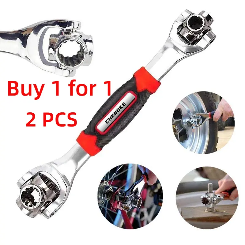 【Buy 1 Get 1 Free】52-in-1 Metal Build Universal Wrench Extension Combination Set, 360° Rotating Head Socket Wrench, Multifunction Hand Tool for Home and Car Repair, Adjustable Socket Wrench, Hex Combination Wrench