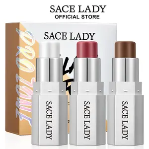 SACE LADY Face Stick Trio,Cream Bronzer & Highlighter & Blush Sticks Collection,Long Lasting All-in-One Makeup Stick for Face for All Skin Types 3Pcs