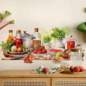Kitchen Spice Vegetable Wall Sticker, Self-Adhesive Tile Background Decor, Holiday Gift, Kitchen Wall Decoration
