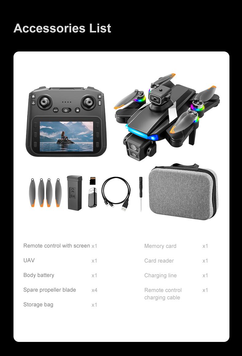 YCMDCGIE GPS drone is equipped with a 4K camera and comes with a 4.5-inch LCD remote controller. It features professional GPS intelligent tracking, AI smart return, follow mode, brushless motors, and a foldable design.