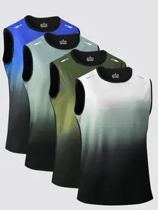 Men's Sporty Ombre Tank Tops, Sports Vest, Sport Vests, Yoga Sports Vest, Workout Vest, Athletic Activewear, Athletic Apparel, 4 Piece Set, Fitted Design, All Seasons Wear, Casual Style, Comfortable and Stylish