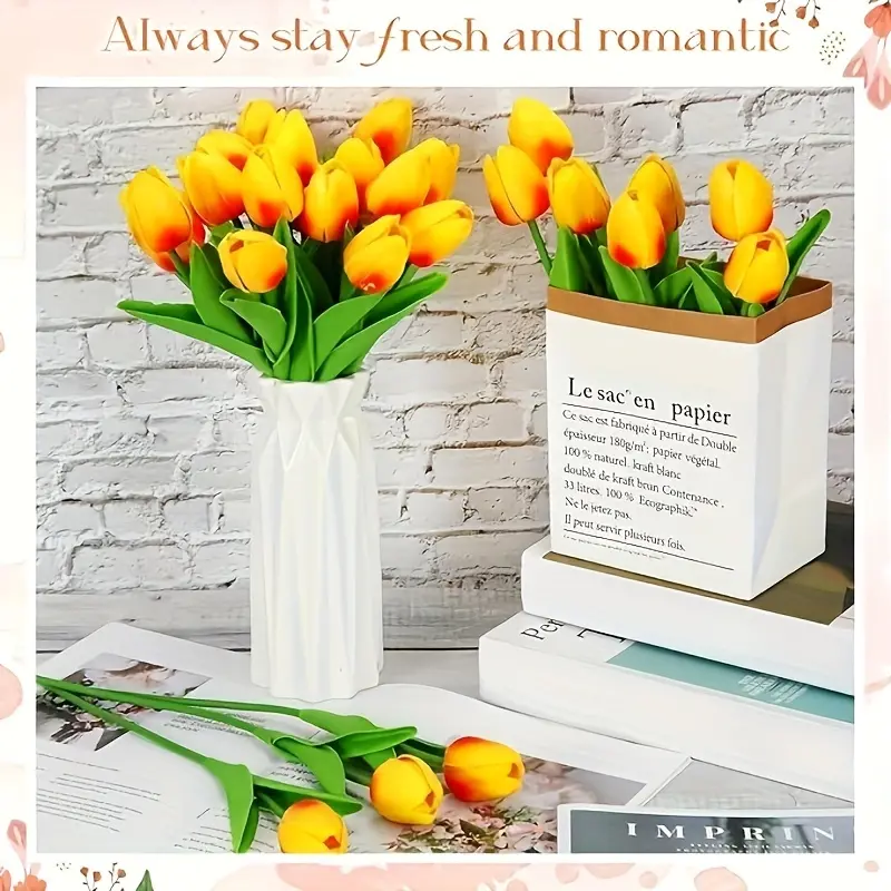 10 Realistic Artificial Tulips Bouquet, PU Touch Flowers for Home Decor, Wedding, Party, Garden, Hotel, Celebration Events