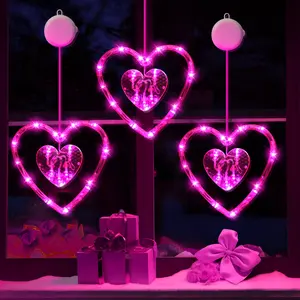 Want a romantic glow? ✨ These pink heart LED Mood Decorative Lights stick anywhere with suction cups! Battery-powered set of 3 for windows, perfect for Valentine‘s Day 2026. #ValentinesDecor #HomeDIY #CozyDecor #TikTokMadeMeBuyIt #FairyLights