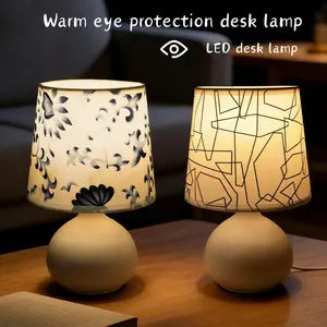 Creative Vintage Textile Table Lamp with Warm Light and Eye-Care USB Line Control Switch, Ideal for Room Office Study Bedroom Dormitory, USB Powered Lamp