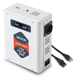 Fathersdaygift VEVOR 3000VA Heavy Duty Step Up Voltage Converter Transformer, 110V to 220V, 2 EU Outlets, USB Output, LCD Display, Temperature Protection, for Home 220V Appliances