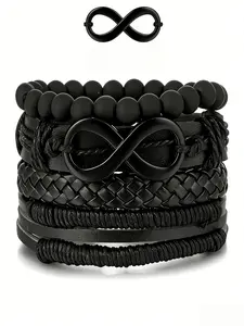 Unlimited Good Luck Leather Bangles Bracelets Set, Stackable Bracelets, Vintage Fashion Handwoven Wristband, Adjustable Cuff, Unique Design Durable Material, Perfect Gift Choice