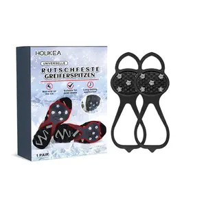 Houkea Anti-Slip Crampon Shoe Covers Outdoor Crampon Snow Shoe Covers for Mountaineering Sports, Anti-Fall, Easy to Put On and Take Off