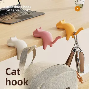Cat Backpack Hook Desk Side No Trace No Drilling Elementary School Student Desk Special Desk Side Multi-Functional Bag Hanger