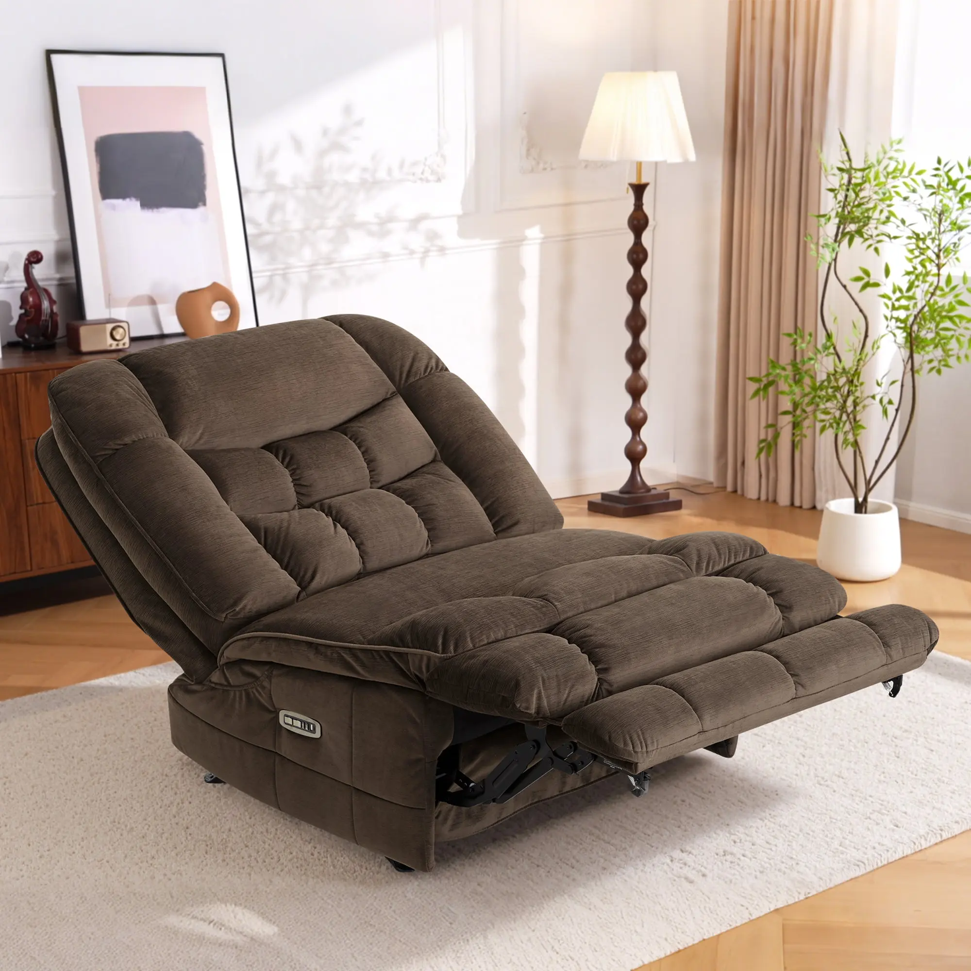MCombo Oversized Dual Motor Armless Power Glider Recliner Chair - Fabric Ergonomic Lounge PR607 with Recliner Backrest, Rock, Wide Seat, Adjustable Reclining, Tool-Free Assembly Required (Indoor Use), Armless Chairs