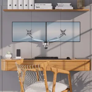 Mount-It! Full Motion Dual Monitor Wall Mount CliX Series for 34" Screens Swivel Tilt Features Space Saving Flexible Installation Black Silver Holder