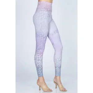 B4292DQ High Waist Full Length Legging Cheetah Overlay