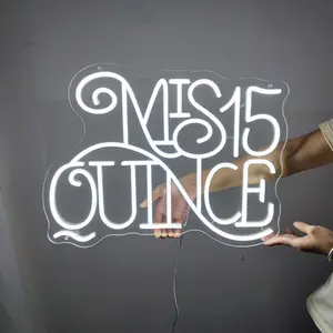 Mis Quince Neon Sign for Wall Decor,Happy Birthday Neon Signs for Bedroom Wall with Dimmable Switch for Any Age Children's Room, Bar, Party, Christmas, Wedding Decoration