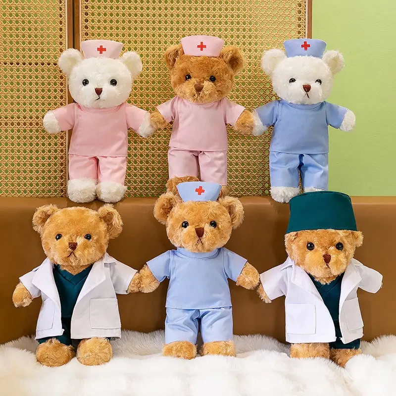 Cute Medical‑Themed Teddy Bear Plush Toy Set, 6‑Styles Doctor‑Nurse Uniform Stuffed Dolls, Kawaii Healthcare‑Style Animal Plush