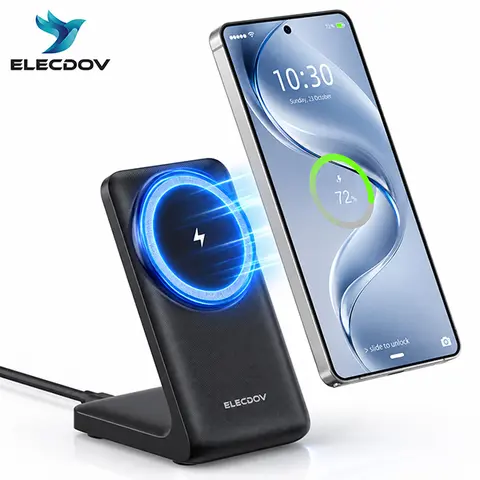 25W MagSafe Wireless Charger & Qi2-Certified Fast Charging Stand – Compatible with iPhone 18/17/16/15/14/13/12/11/XR/Pro/Pro Max series, Samsung, and other wireless-charging Android devices; features a 360° rotating base, portable design ideal for travel