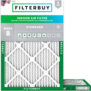 Filterbuy 21x21.5x1 Air Filter (2-Pack), Pleated MERV 8 Dust Defense HVAC AC Furnace Air Filters for Trane and American Standard